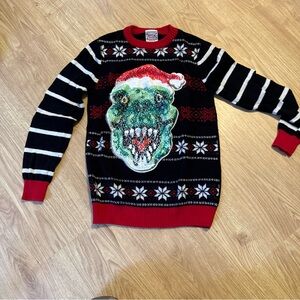 Black and Red Dinosaur Christmas Sweater